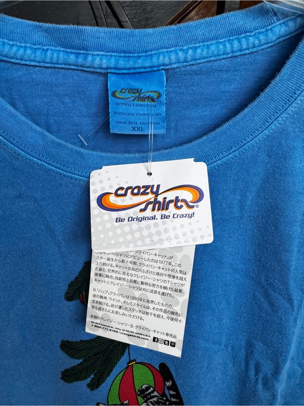 NEW NWT XXL Blue 'Meowie Christmas' B. Kliban Hawaii Crazy Shirts Tee - Picture 4 of 10
